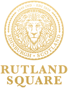 Rutland Square logo: a lion medallion reading 1940 IND and EDI 2020, Edinburgh, Scotland
